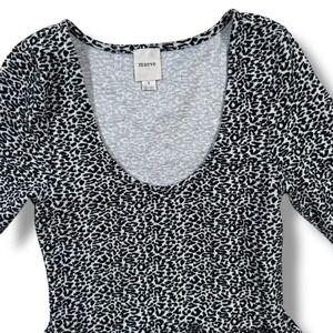 Maeve Anthropologie Leopard Peplum Top Womens Animal Print Scoop Neck Small Boho